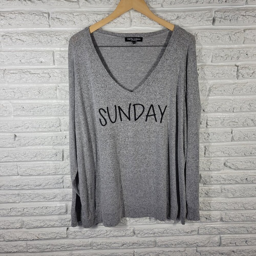 Wendy Williams Womens Sweatshirt 3X Plus Pajama Gray Sunday Lightweight GRA35E